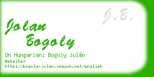 jolan bogoly business card